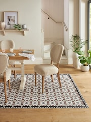 Monochrome Rust Brown Vinyl Traditional Tile Indoor Outdoor Rug - Image 7 of 7