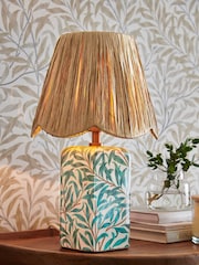 Clarke and Clarke Teal/White Willow Boughs Striped Table Lamp - Image 1 of 5