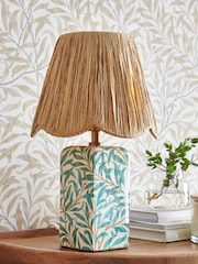 Clarke and Clarke Teal/White Willow Boughs Striped Table Lamp - Image 2 of 5