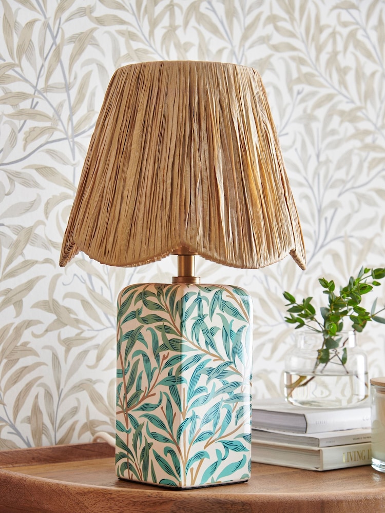 Clarke and Clarke Teal/White Willow Boughs Striped Table Lamp - Image 2 of 5