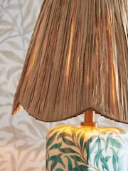 Clarke and Clarke Teal/White Willow Boughs Striped Table Lamp - Image 3 of 5