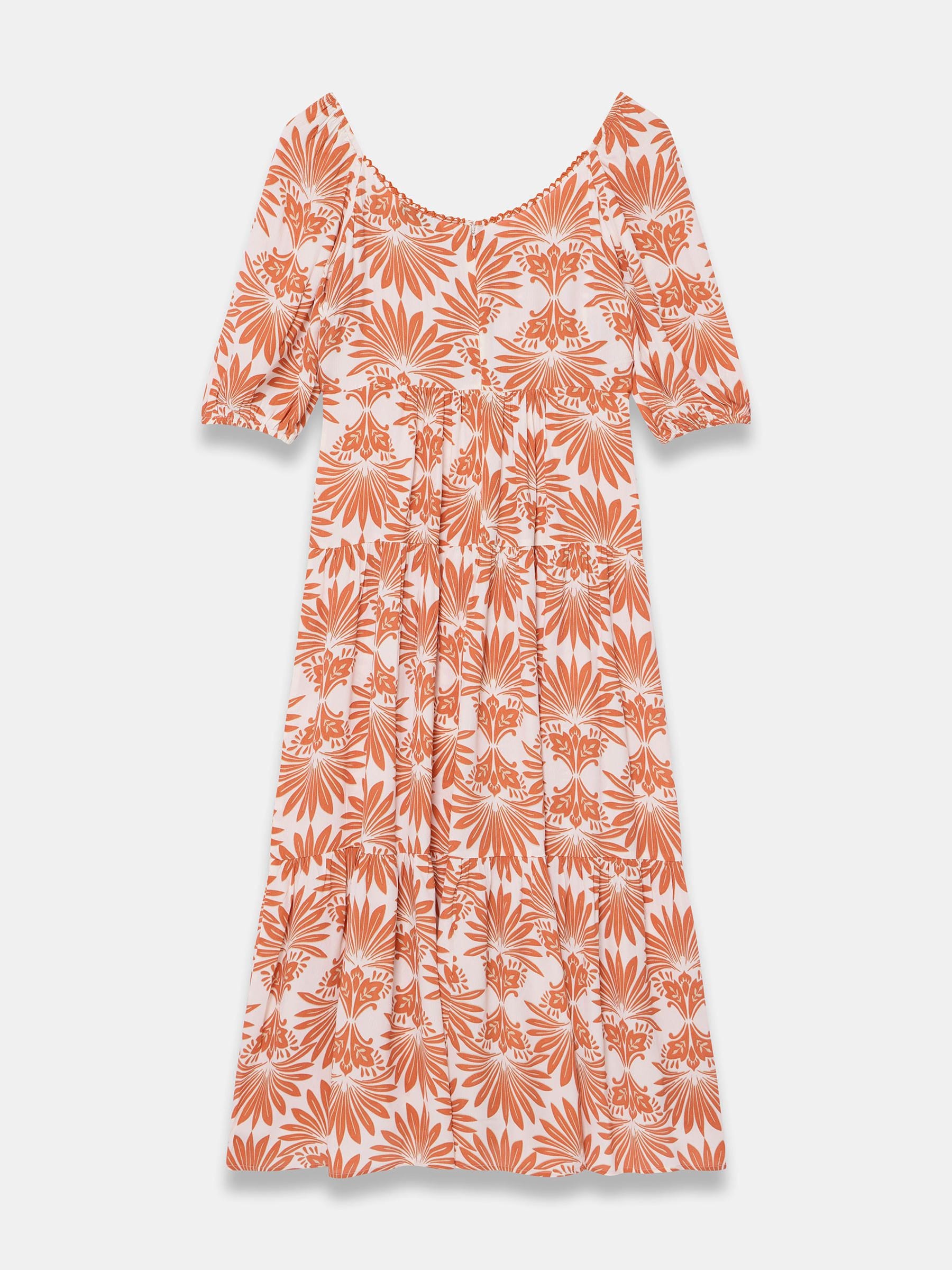 mint and orange dress Mint Velvet Women's Floral V-neck Printed Midi Dress - Orange