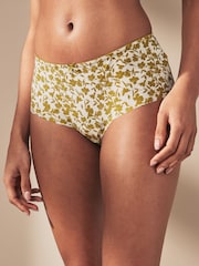 Schwarz Geblümt/Grüner Druck/Schwarz/Rosa/Creme - Nahtlose Brazilian-Spitzenslips im 5er-Pack - Bild 2 von 9