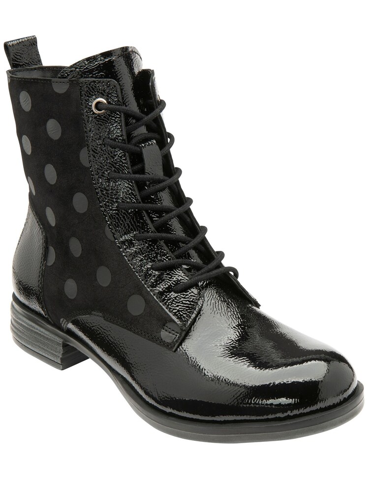 Lotus Black Patent & Leather Ankle Boots - Image 1 of 4