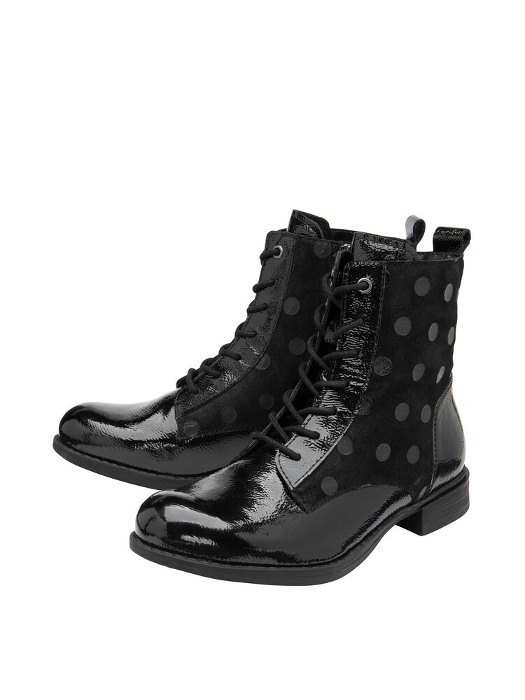 Lotus Black Patent & Leather Ankle Boots - Image 2 of 4