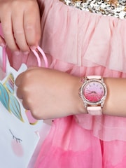 Peers Hardy Girls Pink PU Tikkers Strap Glitter Watch, Necklace And Purse Set - Image 2 of 7