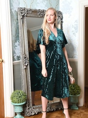 Yumi Green Velvet Kimono Midi Dress - Image 4 of 5