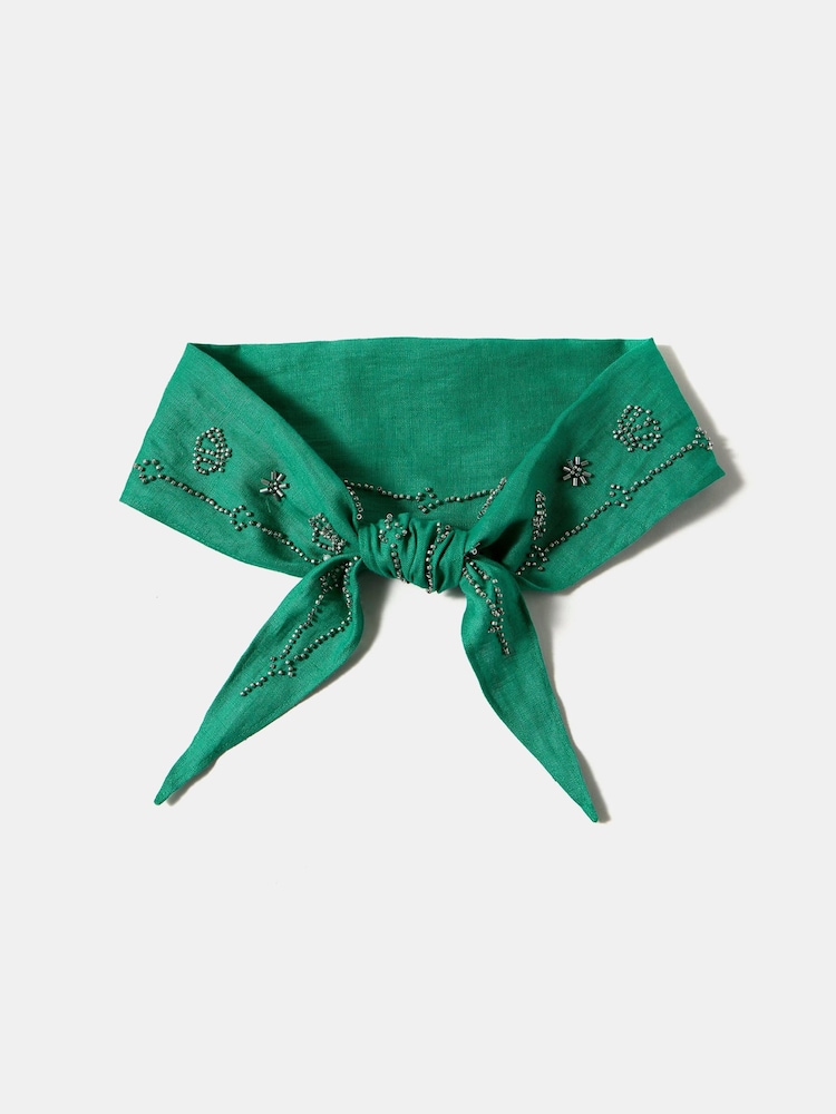 Mint Velvet Linen Embellished Neck Scarf - 圖片 1/3