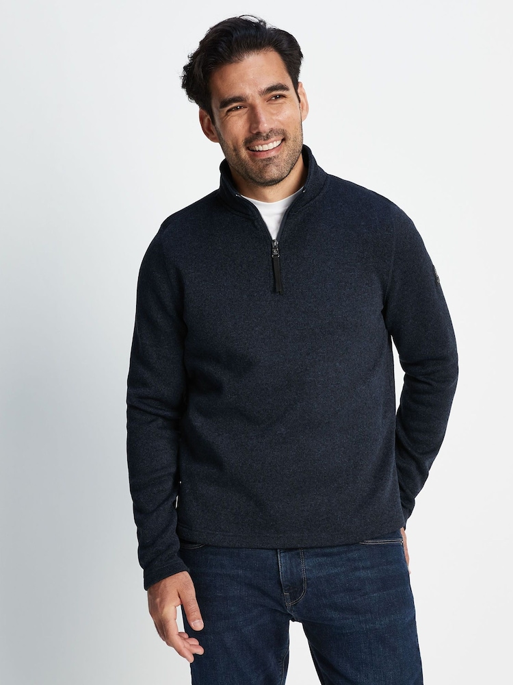 Tog 24 Blue Pearson Knit Look Quarter Zip Fleece - Image 1 of 8