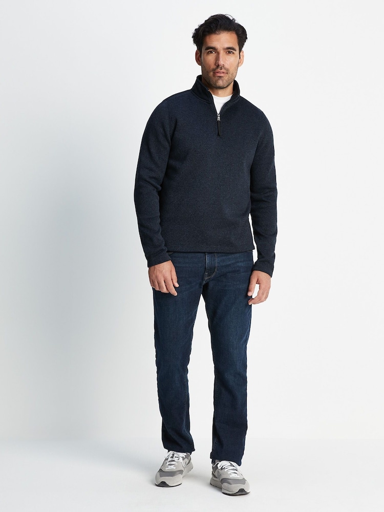 Tog 24 Blue Pearson Knit Look Quarter Zip Fleece - Image 3 of 8