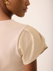 Mint Velvet Brown Cotton Blend Tulip Hem Midi Dress - Image 5 of 8