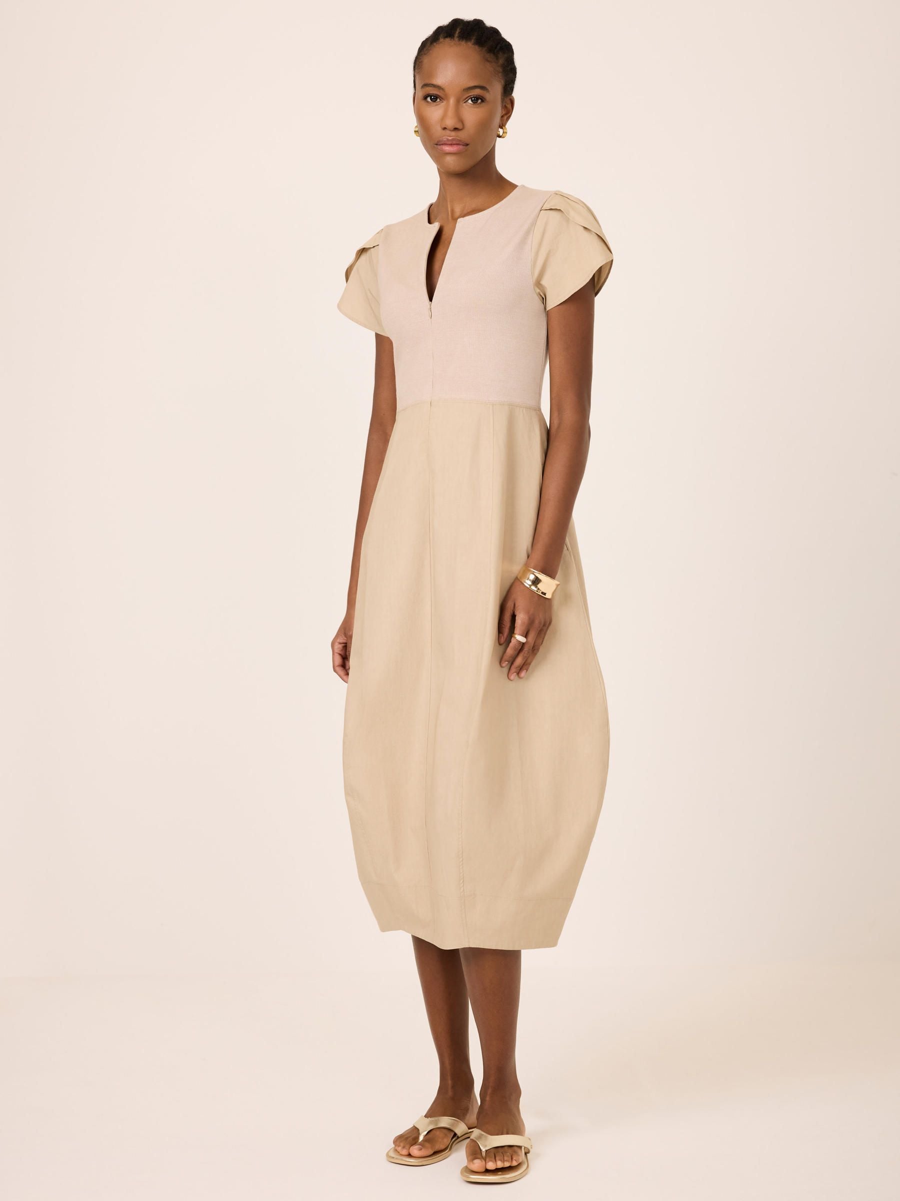 Buy Mint Velvet Brown Cotton Blend Tulip Hem Midi Dress from Next