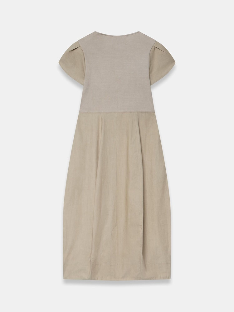 Mint Velvet Brown Cotton Blend Tulip Hem Midi Dress - Image 8 of 8