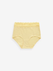 White/Blue/Yellow Full Brief Cotton and Lace Knickers 4 Pack - Image 5 of 8