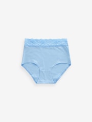 White/Blue/Yellow Full Brief Cotton and Lace Knickers 4 Pack - Image 7 of 8