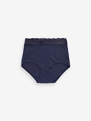 White/Blue/Yellow Full Brief Cotton and Lace Knickers 4 Pack - Image 8 of 8