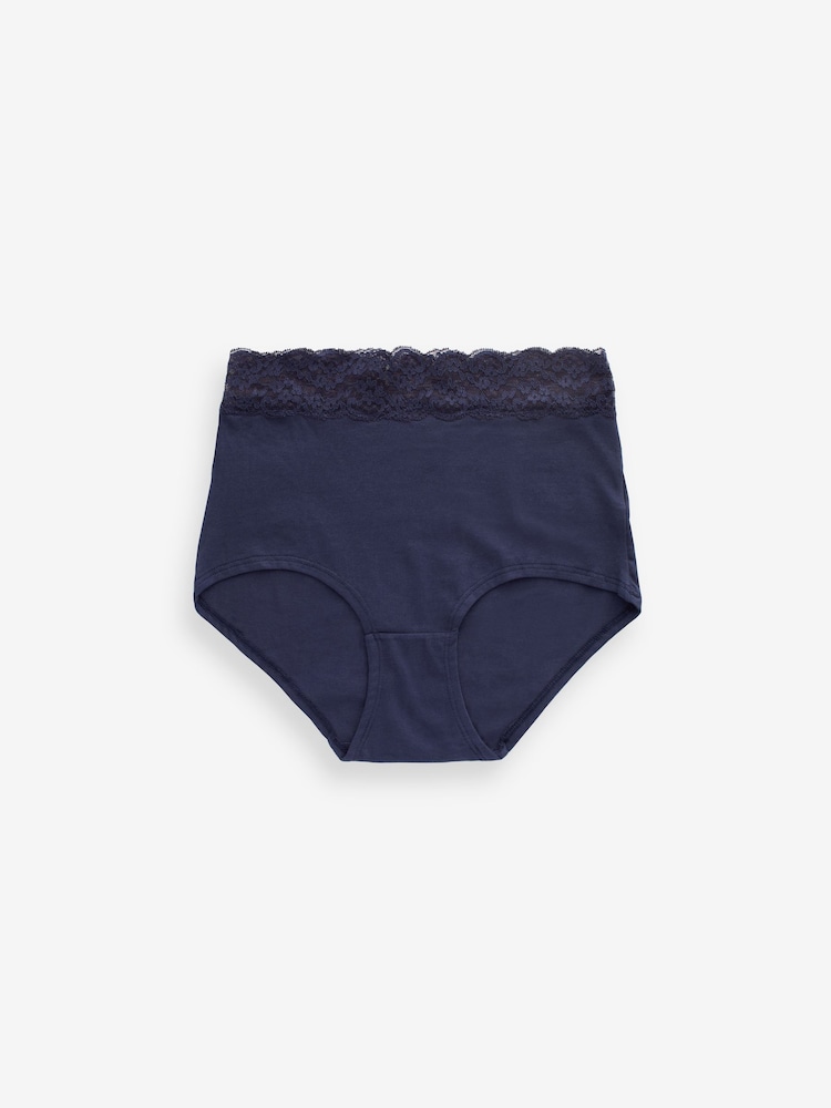 White/Blue/Yellow Full Brief Cotton and Lace Knickers 4 Pack - Image 8 of 8