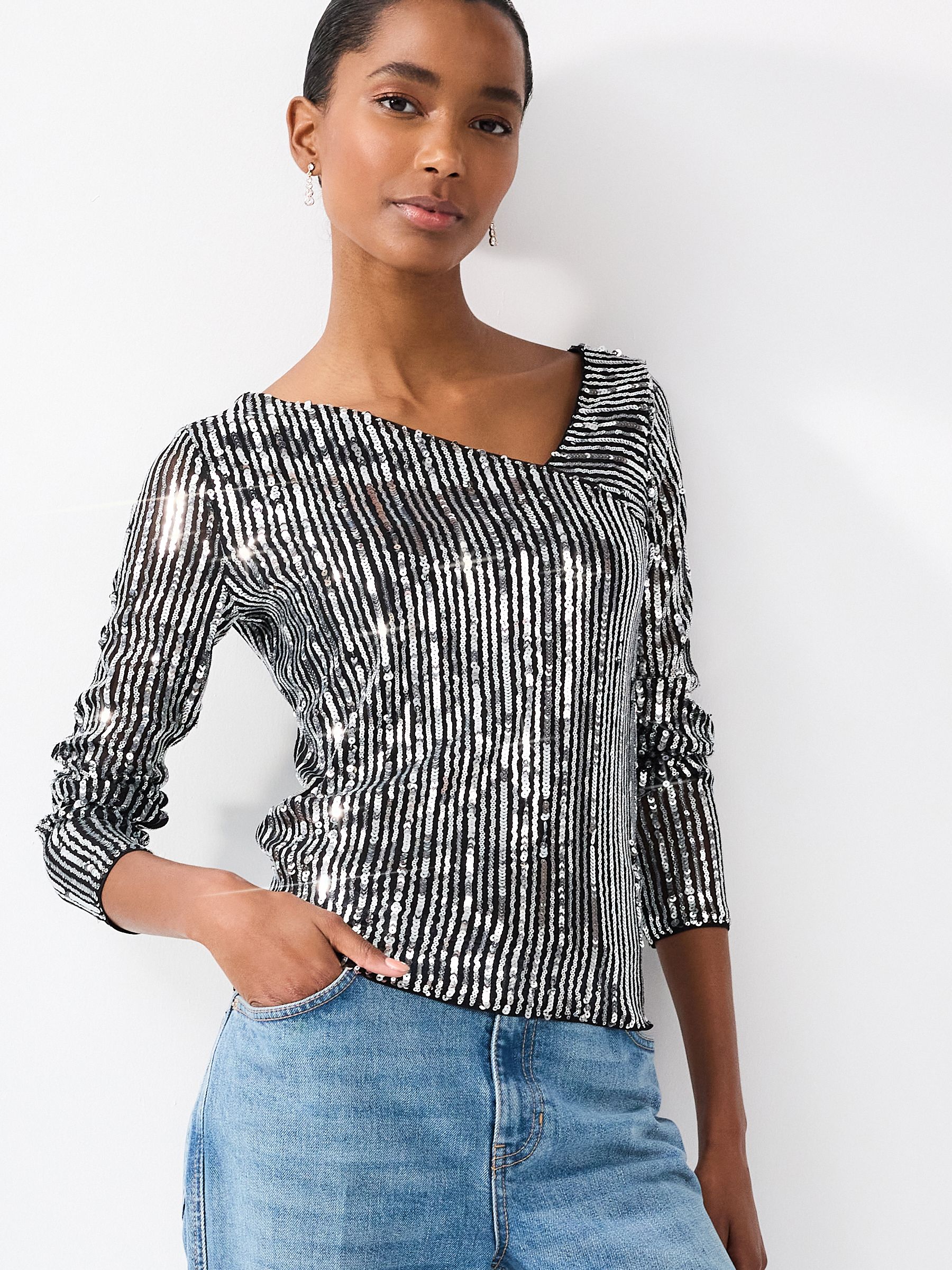 Long sleeve top with sequin embellishment 2025