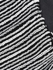 Striped Silver Sequin Long Sleeve Asymmetric Party Top - Image 6 of 6