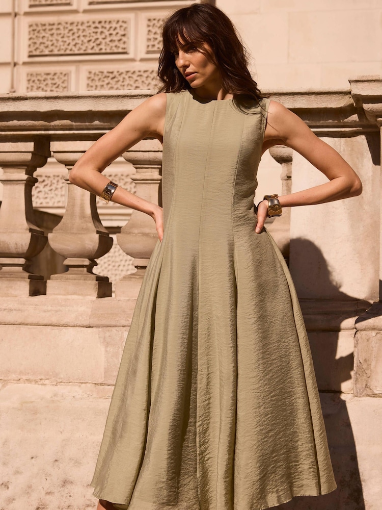 Mint Velvet Luxe Sleeveless Midi Dress in Khaki at Nordstrom, Size 4