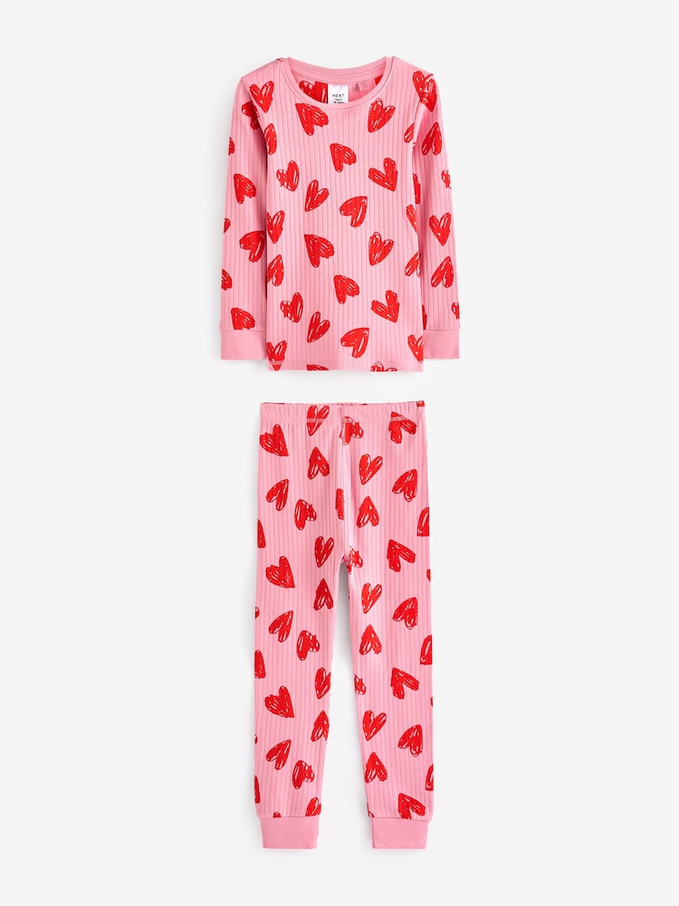 Pink/Red Heart 100% Cotton Pyjamas 2 Pack (9mths-12yrs) - Image 2 of 5