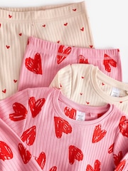 Pink/Red Heart 100% Cotton Pyjamas 2 Pack (9mths-12yrs) - Image 4 of 5