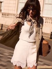 Mint Velvet White Linen Lace Trim Shorts - Image 2 of 8