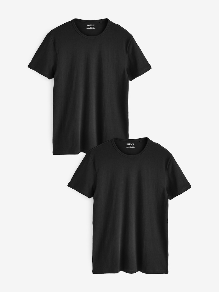 Black Slim Fit 100% Cotton Layering T-Shirts 2 Pack - Image 1 of 7