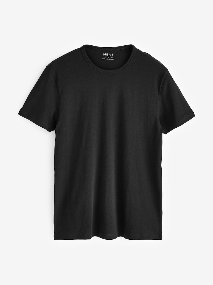 Schwarz - Schmale Passform - Lagen-T-Shirts aus 100 % Baumwolle, 2er-Pack - Image 5 of 7