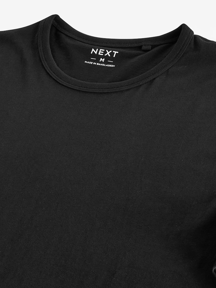 Schwarz - Schmale Passform - Lagen-T-Shirts aus 100 % Baumwolle, 2er-Pack - Image 6 of 7