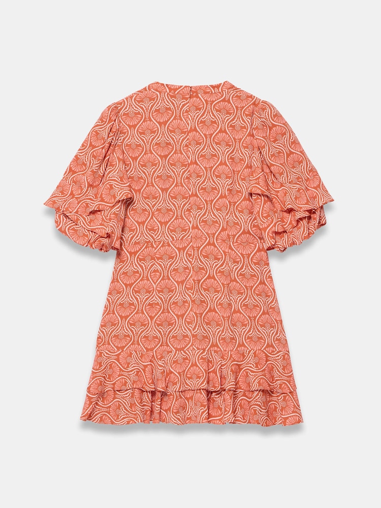Mint Velvet Orange Printed Ruffle Mini Dress - Image 7 of 7 Mint Velvet Orange Printed Ruffle Mini Dress - Image 7 of 7