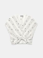 Mint Velvet Cream Printed Wrap Detail Blouse - Image 6 of 7