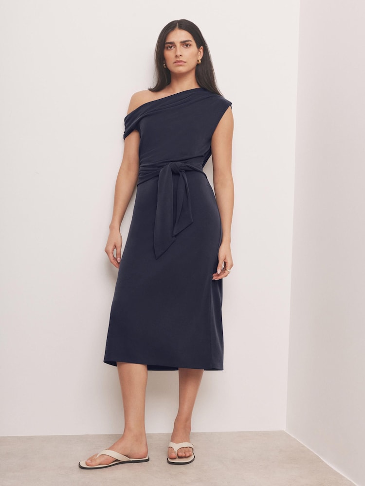 أزرق - فستان متوسط الطول بتفصيل رباط من Mint Velvet - صورة 2 من 8