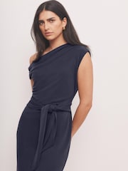 أزرق - فستان متوسط الطول بتفصيل رباط من Mint Velvet - صورة 3 من 8