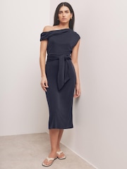 أزرق - فستان متوسط الطول بتفصيل رباط من Mint Velvet - صورة 4 من 8