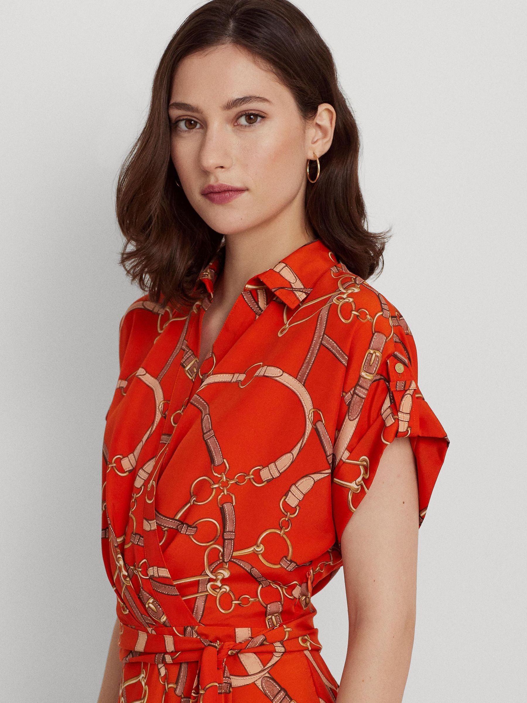 Buy Lauren Ralph Lauren Red Belting Print Belted Crepe Dress from Next Luxembourg