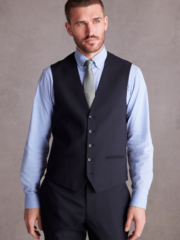 Navy Blue Signature Tollegno Suit Waistcoat - Image 1 of 7