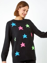Roman Black Star Stretch Knit Jumper - Image 1 of 5