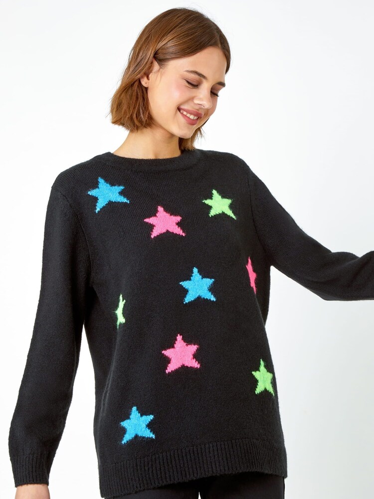 Roman Black Star Stretch Knit Jumper - Image 1 of 5