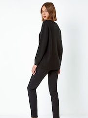 Roman Black Star Stretch Knit Jumper - Image 2 of 5