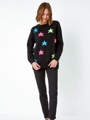 Roman Black Star Stretch Knit Jumper - Image 3 of 5