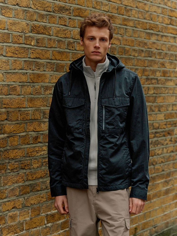 Black Hooded Utility Shacket - Image 1 of 12