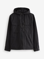 Black Hooded Utility Shacket - Image 8 of 12