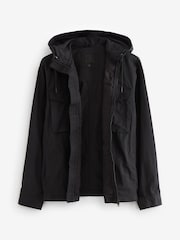 Black Hooded Utility Shacket - Image 9 of 12
