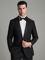 Reiss Black Poker Single Breasted Tuxedo Slim Fit Jacket - Image 1 of 6
