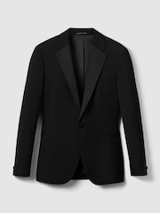 Reiss Black Poker Single Breasted Tuxedo Slim Fit Jacket - Image 2 of 6