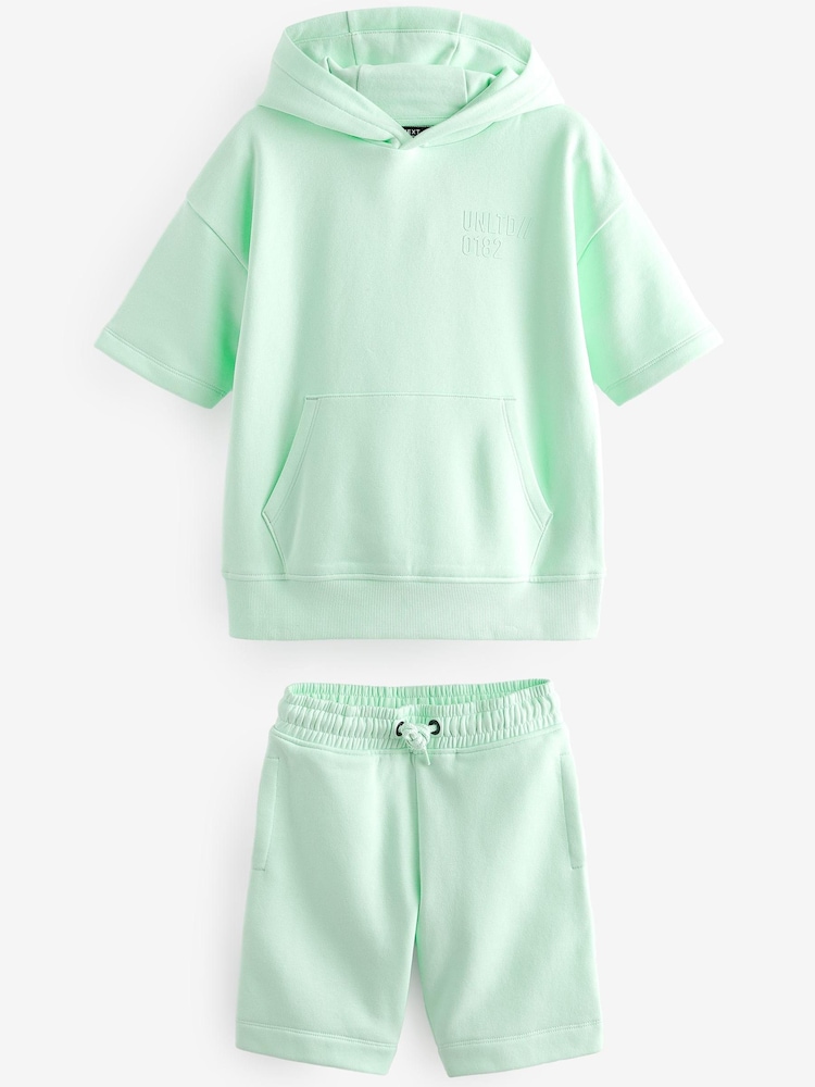 Mintgrün - Set mit kurzärmeligem Kapuzensweatshirt und Shorts (3–16 Jahre) - Bild 1 von 3 Mintgrün - Set mit kurzärmeligem Kapuzensweatshirt und Shorts (3–16 Jahre) - Bild 1 von 3