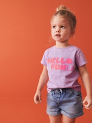 Lilac Short Sleeve Sequin 100% Cotton T-Shirt (3mths-7yrs) - Image 1 of 6