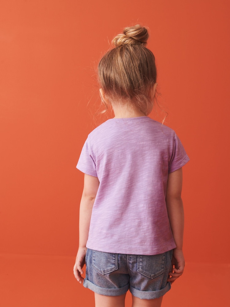 Lilac Short Sleeve Sequin 100% Cotton T-Shirt (3mths-7yrs) - Image 2 of 6