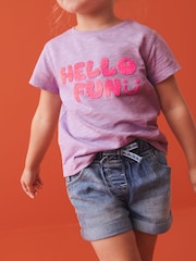 Lilac Short Sleeve Sequin 100% Cotton T-Shirt (3mths-7yrs) - Image 3 of 6